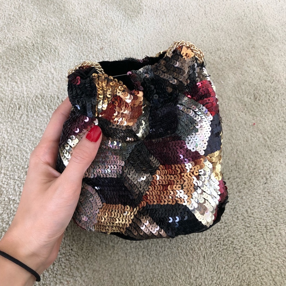 NWT Zara Sequined Mini Bucket Bag